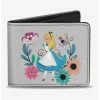 Flash Sale 🎁 Disney Alice In Wonderland Alice and Chelshire Cat Flowers Bi-Fold Wallet 👏 -Bags & Purses Shop Online 12578257 hi