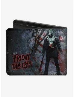 Wholesale 👍 Friday The 13th Logo Jason Machete Blood Splatter Bi-Fold Wallet ⌛ -Bags & Purses Shop Online 12578281 av1