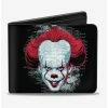 Coupon ⭐ IT Chapter Two Pennywise Face Logo Bi-Fold Wallet 🔥 -Bags & Purses Shop Online 12578287 hi