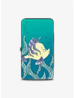 Coupon 🥰 Disney The Little Mermaid Ariel Over Shoulder Flounder Sketch Poses Hinged Wallet 🥰 -Bags & Purses Shop Online 12578452 av1