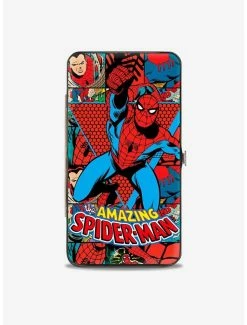 Best Pirce 🥰 Marvel Spider-Man: The Amazing Spider-Man Action Pose Retro Comic Blocks Hinged Wallet 🔔