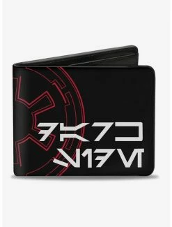 New 🔔 Star Wars Aurebesh Dark Side Galactic Empire Insignia Bi-Fold Wallet 💯