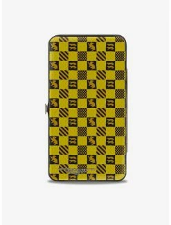 Coupon ❤️ Harry Potter Hufflepuff Crest Heraldry Checkers Hinged Wallet ❤️ -Bags & Purses Shop Online 12799523 av1