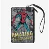 Flash Sale ✔️ Marvel Classic The Amazing Spider Man Pose Comic Scenes Wallet Canvas Zip Clutch 🔔