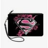 Best Sale ❤️ DC Comics Superman Shield Roses Weathered Wallet Canvas Zip Clutch 👏 -Bags & Purses Shop Online 12883812 hi