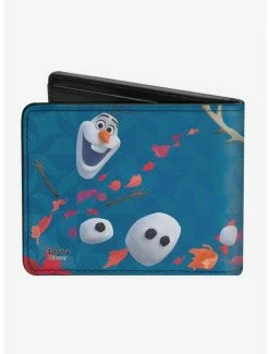 Best Pirce 🔥 Disney Frozen 2 Sven Olaf Parts Swirling Leaves Blues Multi Color Bi-fold Wallet ⭐ -Bags & Purses Shop Online 13112127 av1