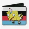 Outlet 🤩 Spongebob Squarepants Mocking Pose Striped Bi-fold Wallet 🥰 -Bags & Purses Shop Online 13112213 hi