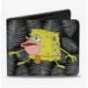 New ✨ Spongebob Squarepants Primitive Spongebob Pose Leaves Black Gray Bi-fold Wallet 🔥