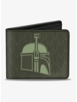 Top 10 💯 Star Wars Boba Fett Helmet Mandalorian Crest Kyrbes Skull Bi-fold Wallet 😉