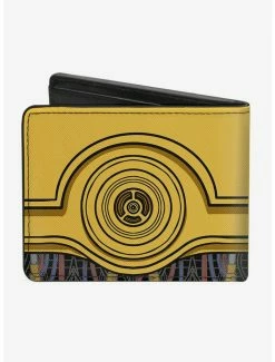 New 🛒 Star Wars C-3PO Face Wires Bounding Bi-fold Wallet 🧨 -Bags & Purses Shop Online 13112295 av1