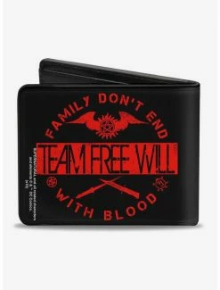 Coupon ⭐ Supernatural Team Free Will Family Dont End With Blood Bi-fold Wallet 🎉 -Bags & Purses Shop Online 13112341 av1