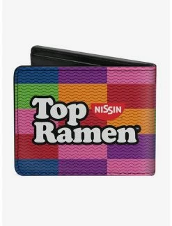 Best Sale 🤩 Top Ramen Noodle Wave Blocks Multi Color Black White Bi-fold Wallet 🎁 -Bags & Purses Shop Online 13112349 av1
