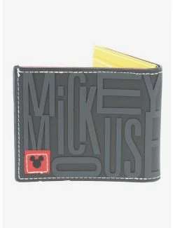 Flash Sale 👍 Disney Mickey Mouse Face Text Badge Bifold Wallet 🧨 -Bags & Purses Shop Online 13417547 av1