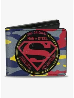 Best reviews of 🔥 DC Comics Superman The Original Man Of Steel Badge Camo Gray Bi-fold Wallet 🧨