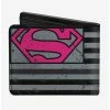 Best deal 👏 DC Comics Superman Shield Americana Weathered Gray Black Pink Bi-fold Wallet 😀 -Bags & Purses Shop Online 13702113 hi