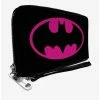 Hot Sale 👍 DC Comics Batman Bat Logo Black Fuchsia Zip Around Wallet 👍 -Bags & Purses Shop Online 13722120 hi