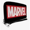 Budget 🎁 Marvel Red Brick Logo Black Red White 👩 Womens Zip Around Wallet 🔔
