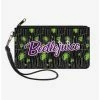 Promo 👍 Beetlejuice Roach Skull Doodles Zip Clutch Canvas Wallet 🧨