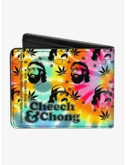 Discount 🎉 Cheech Chong Caricature Faces Pot Leaves Tie Dye Bifold Wallet ✨ -Bags & Purses Shop Online 14220589 av1
