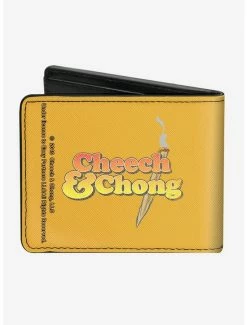 Cheapest ⭐ Cheech Chong Faces Silhouette Weathered Yellow Bifold Wallet 🤩 -Bags & Purses Shop Online 14220597 av1