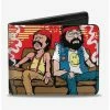 Cheapest 👍 Cheech Chong on Couch Cartoon Smoke Cloud Bifold Wallet 🥰