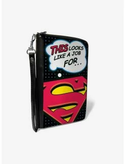 Best Pirce 🥰 DC Comics Superman Shield This Looks Like a Job for Superman Zip Around Rectangle Wallet ❤️