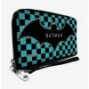 Hot Sale 🛒 DC Comics Batman Bat Logo Checker Teal Black Zip Around Rectangle Wallet 😀