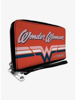 Best Pirce 👍 DC Comics Wonder 👩 Woman Logo with Striping Zip Around Rectangle Wallet 🎉