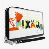 Coupon 🛒 Disney Pixar Luxo Lamp and Ball Striping White Multi Color Zip Around Rectangle Wallet 👏 -Bags & Purses Shop Online 14220657 hi