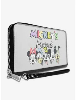 New 🎁 Disney Mickeys Friends The Fab Five Faces Zip Around Rectangle Wallet 🔔
