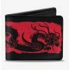 Coupon 😀 Disney Mulan Dragon Block Print Black Red Bifold Wallet 🔥 -Bags & Purses Shop Online 14220686 hi