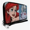 Promo 😀 Disney The Little Mermaid Ariel and Ursula Face Blocks Zip Around Rectangle Wallet 😍 -Bags & Purses Shop Online 14220695 hi