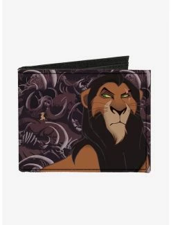 Best Pirce 💯 Disney The Lion King Scar Pose Elephant Graveyard Bones Bifold Canvas Wallet ⭐