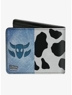 Deals ⭐ Disney Pixar Toy Story Woody Denim Cowboy Bull Icon Cow Print Bifold Wallet 🔔 -Bags & Purses Shop Online 14220776 av1