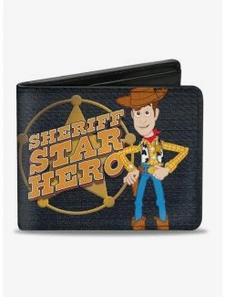 Best Pirce ❤️ Disney Pixar Toy Story Woody Sheriff Star Badge Bifold Wallet 🤩