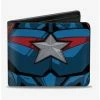 Outlet 🤩 Marvel Captain America Chest Star Back Shield Bifold Wallet 🎁