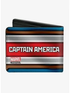 Discount 😍 Marvel Captain America Text A Logo Stripe Bifold Wallet 🔔 -Bags & Purses Shop Online 14220814 av1