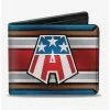 Discount 😍 Marvel Captain America Text A Logo Stripe Bifold Wallet 🔔 -Bags & Purses Shop Online 14220814 hi