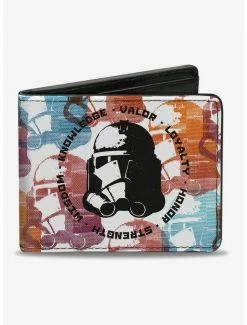 New 🛒 Star Wars The Clone Wars Clone Trooper Helmet Weathered Bifold Wallet 🎉