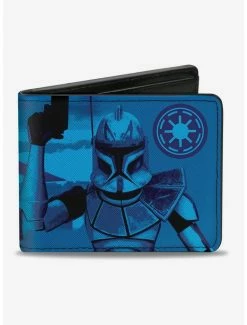 New 👏 Star Wars The Clone Wars Rex Clone Captain Pose Bifold Wallet 😀