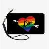 Cheap 🌟 Love Rainbow Stripe Canvas Zip Clutch Wallet ⭐
