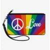 Wholesale 👍 Peace and Love Rainbow Rays Canvas Zip Clutch Wallet 🎁