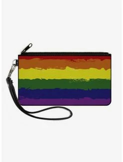 Outlet 🛒 Rainbow Stripe Painted Canvas Zip Clutch Wallet 🤩