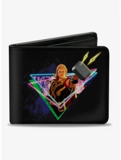 Best Sale 😉 Marvel What If...? Party Thor Neon 🔨 Hammer Bifold Wallet 😀