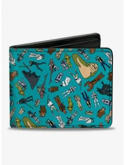 Promo 👏 Star Wars Original Trilogy Cartoon Toss Print Bifold Wallet ⭐