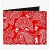 Buy 🌟 Bandana Skull Print Canvas Bifold Wallet Red White 🌟 -Bags & Purses Shop Online 16155402 hi