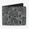 Discount 😀 Bandana Skull Print Bifold Wallet Silver Black 👏 -Bags & Purses Shop Online 16155431 hi