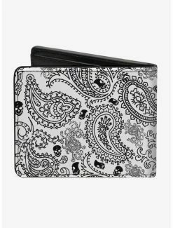 Buy 🧨 Bandana Skull Print Bifold Wallet White Black 🎉 -Bags & Purses Shop Online 16155436 av1
