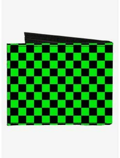 Budget ❤️ Checker Print Canvas Bifold Wallet Neon Green 😉 6 Budget ❤️ Checker Print Canvas Bifold Wallet Neon Green 😉 -Bags & Purses Shop Online 16155545 av1