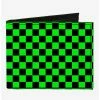 Budget ❤️ Checker Print Canvas Bifold Wallet Neon Green 😉 -Bags & Purses Shop Online 16155545 hi